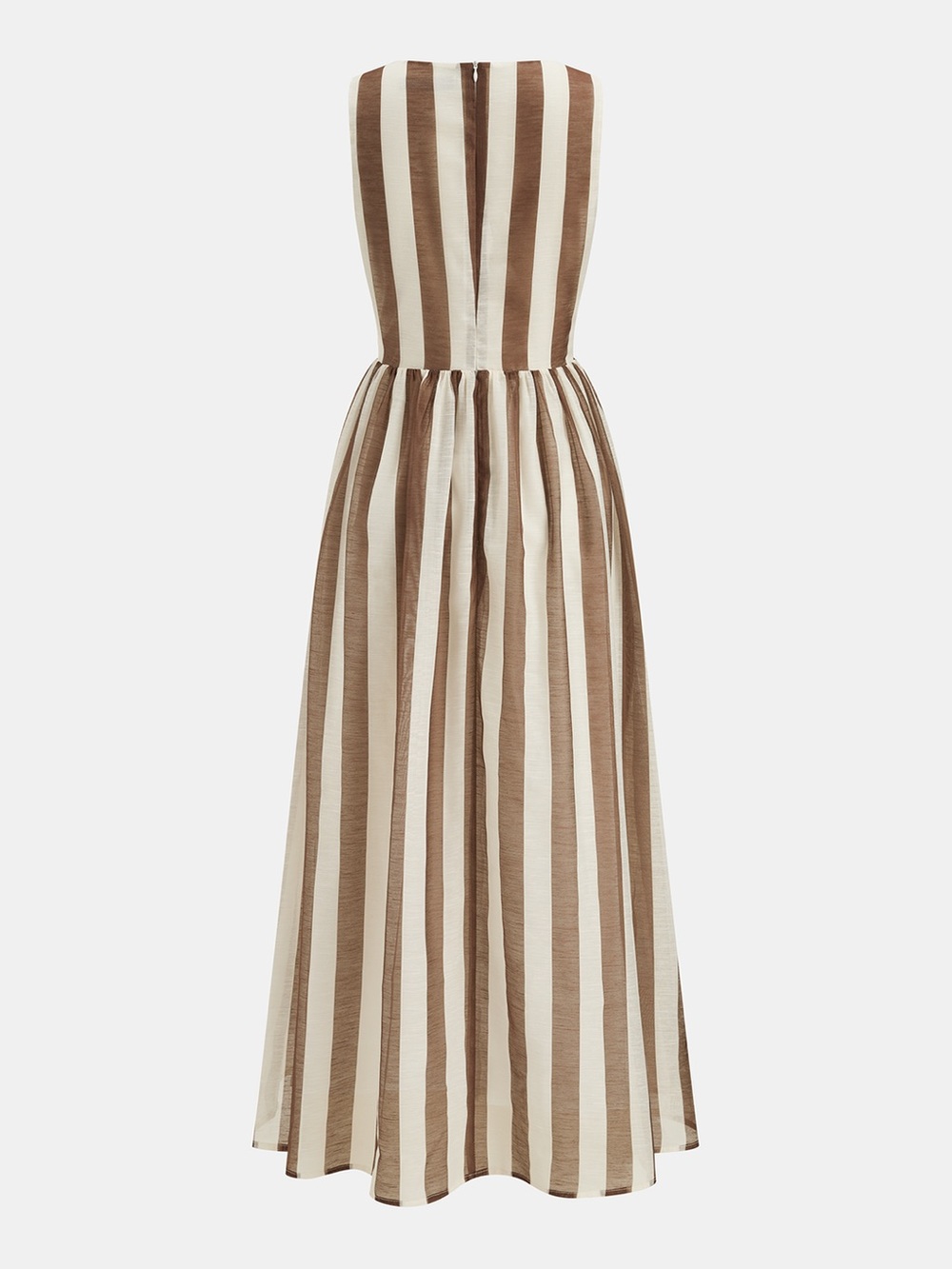 NWT Commense Striped V-Neck Maxi Dress in Brown and Cream - Picture 2 of 5